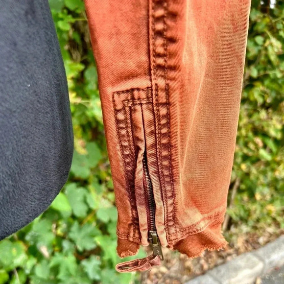 Free People Boho Collapsing Twill Raw Edge Jacket Hanna Rustic Orange Sz XS 006 - Picture 9 of 9
